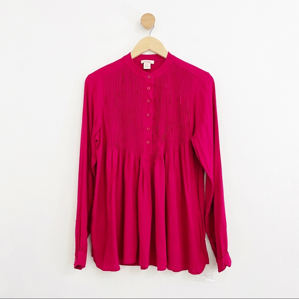 Sundance Deep Pink Long Sleeve Flowy 100% Rayon Top